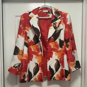 Alfred Dunner Floral Blazer - Red, Orange, Brown